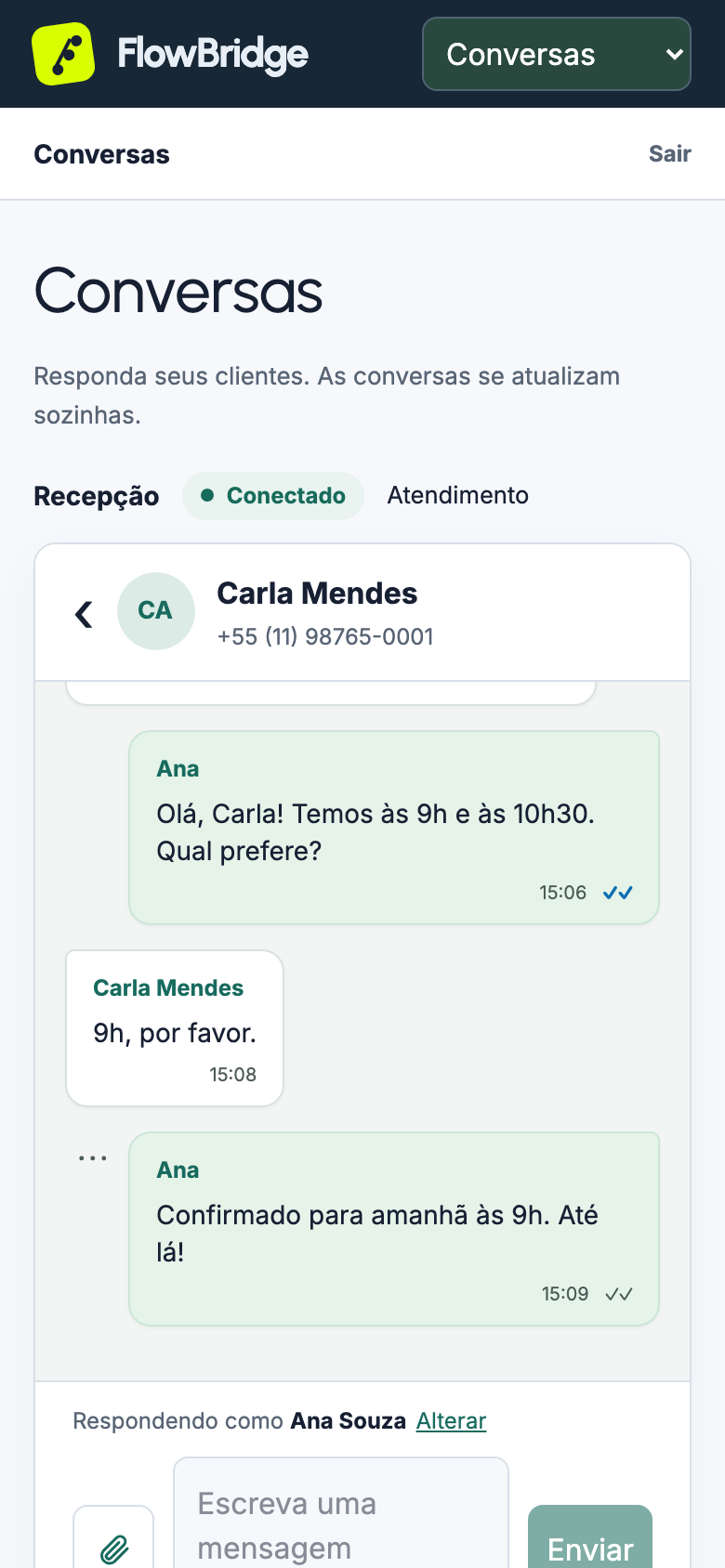 A mesma conversa no celular